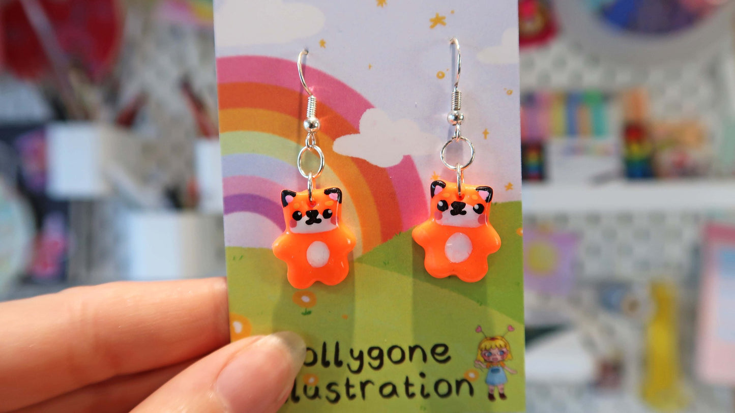 Kawaii Friends Dangly Earrings - Frog, Fox or Tiger