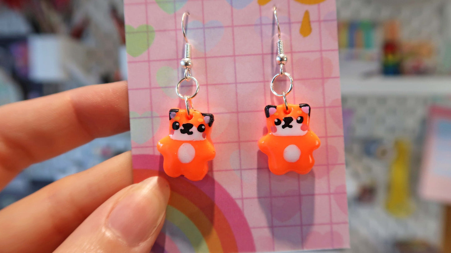 Kawaii Friends Dangly Earrings - Frog, Fox or Tiger