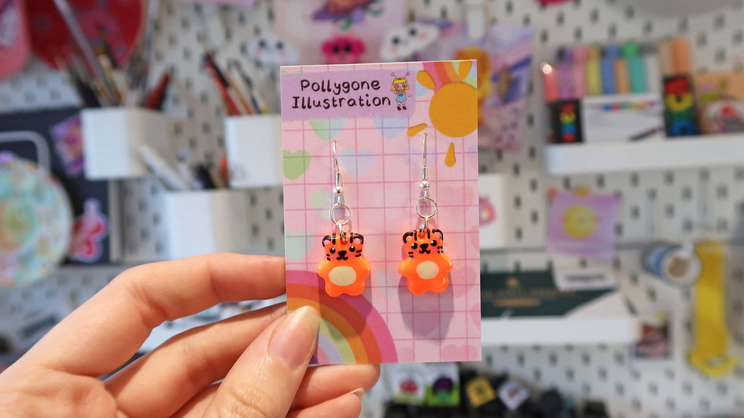 Kawaii Friends Dangly Earrings - Frog, Fox or Tiger