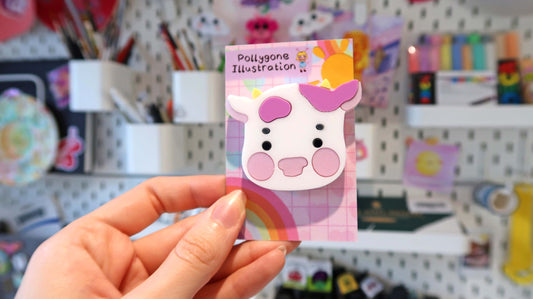 Strawberry Acrylic Cow Badge