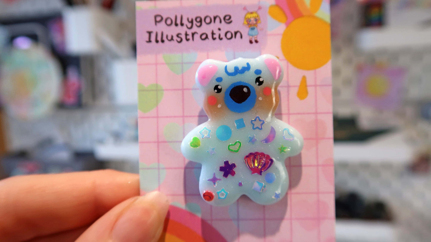Handmade Clay Bear Badge Mystery Box Surprise