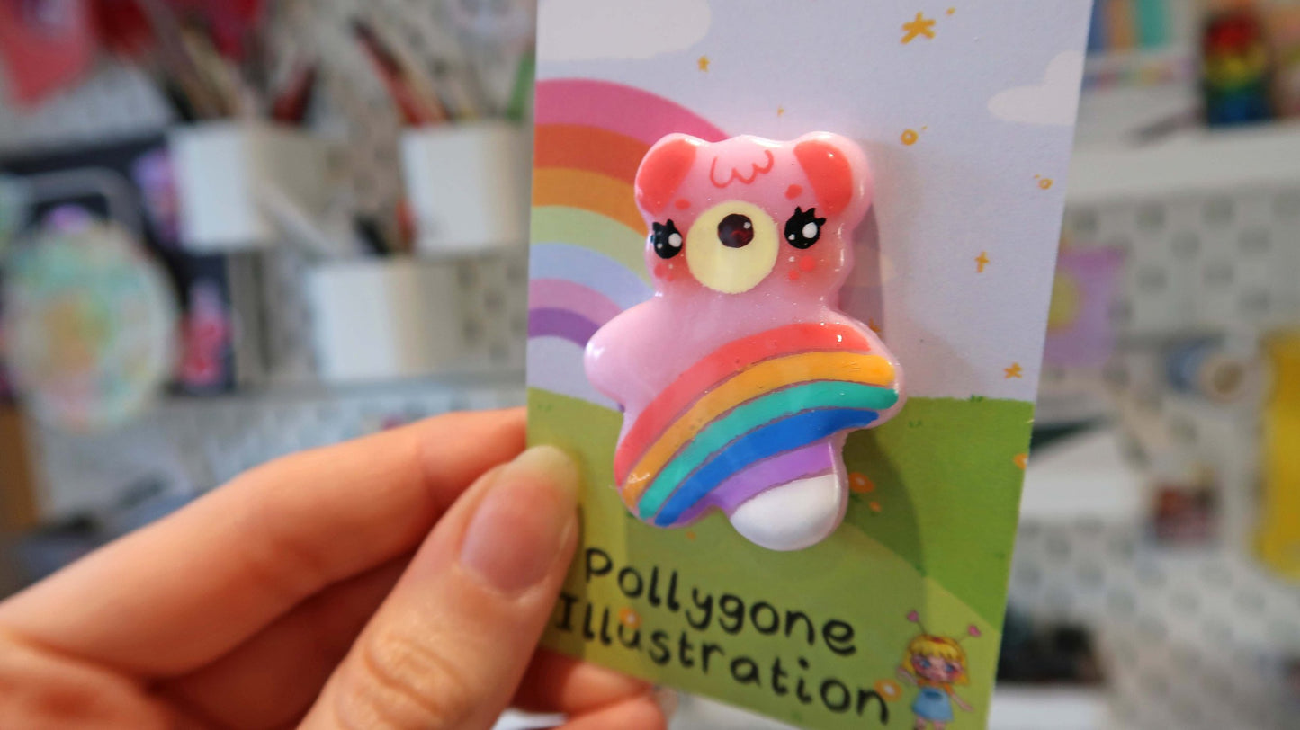 Handmade Clay Bear Badge Mystery Box Surprise