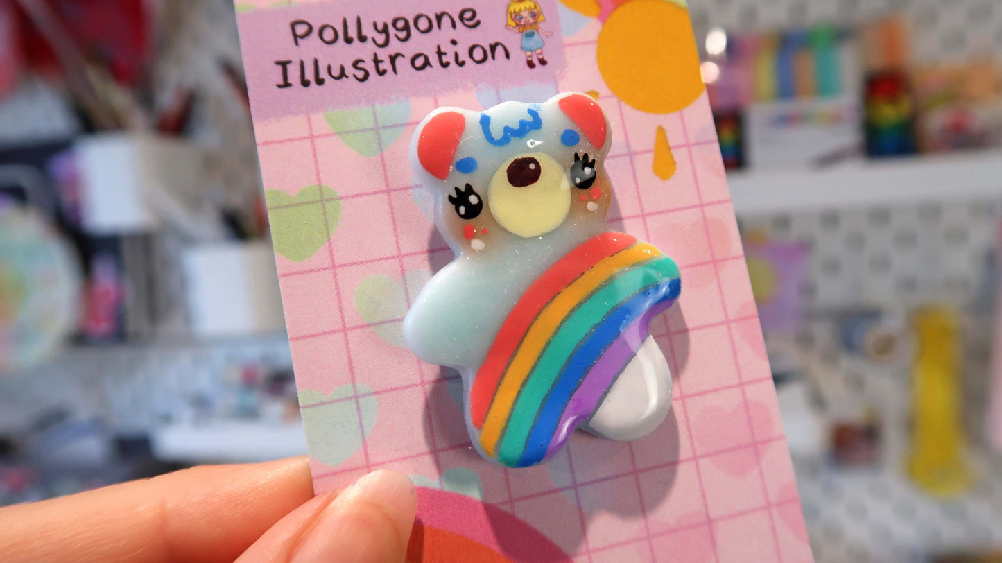 Handmade Clay Bear Badge Mystery Box Surprise