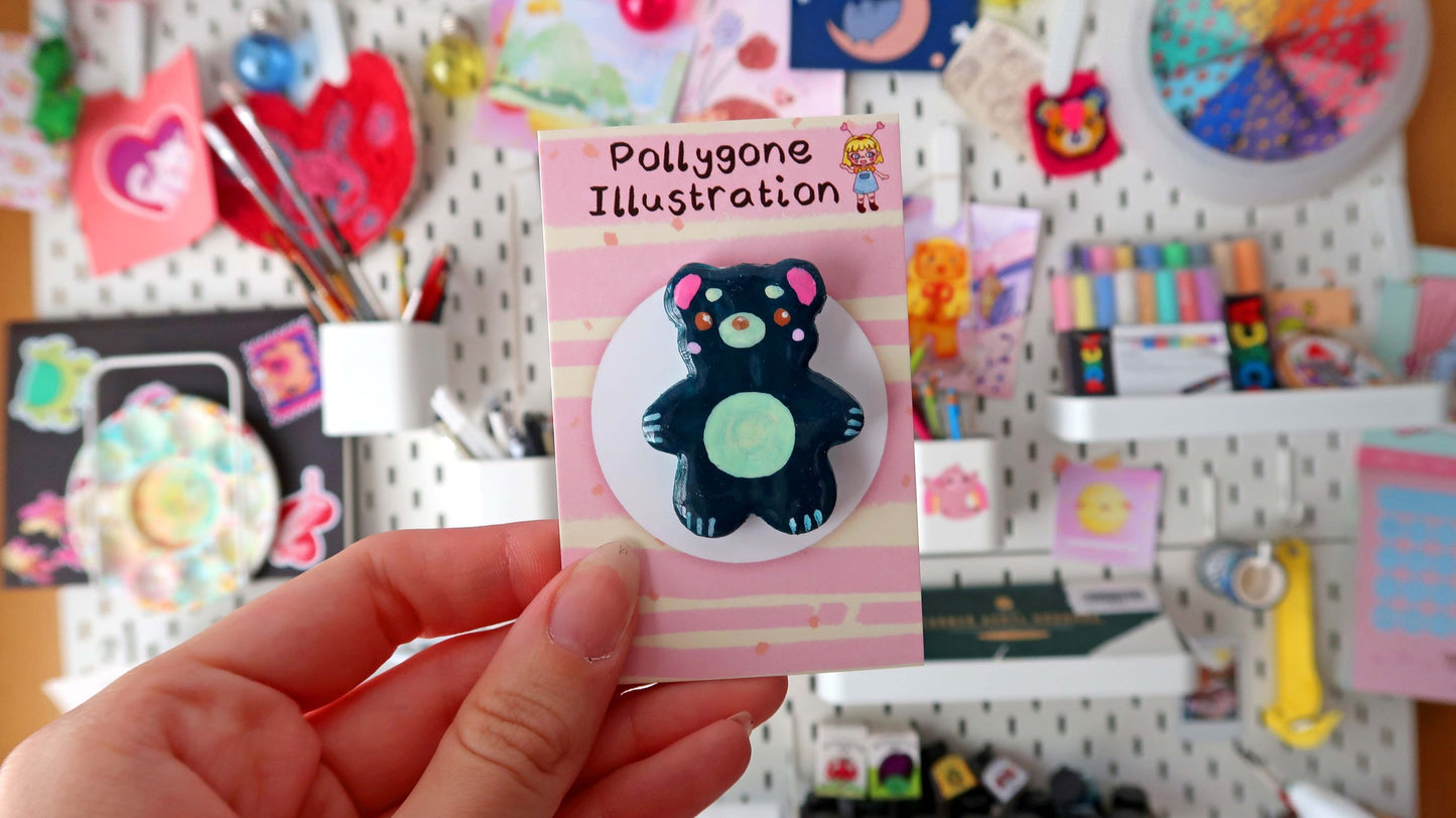 Handmade Clay Bear Badge Mystery Box Surprise