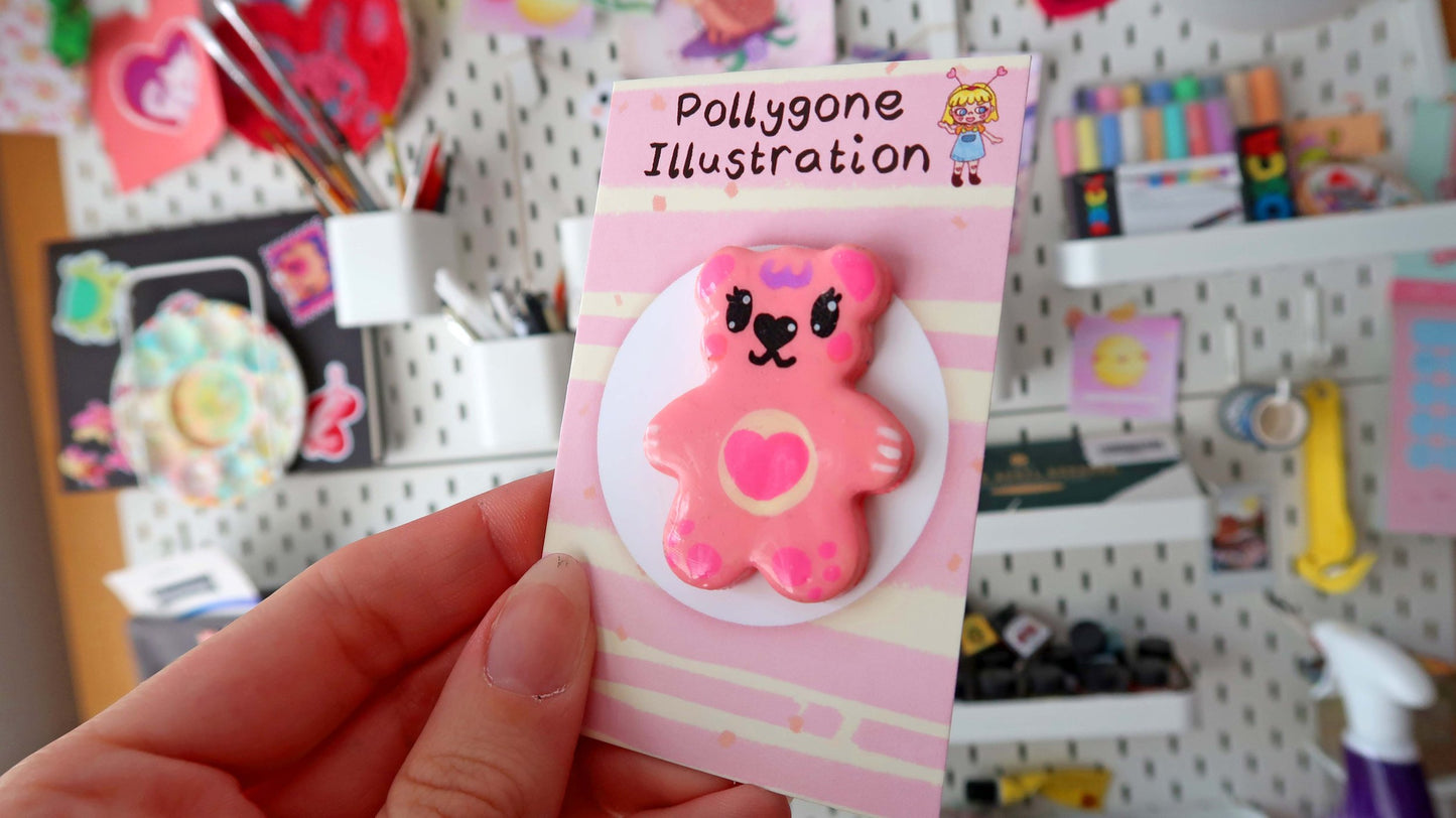 Handmade Clay Bear Badge Mystery Box Surprise