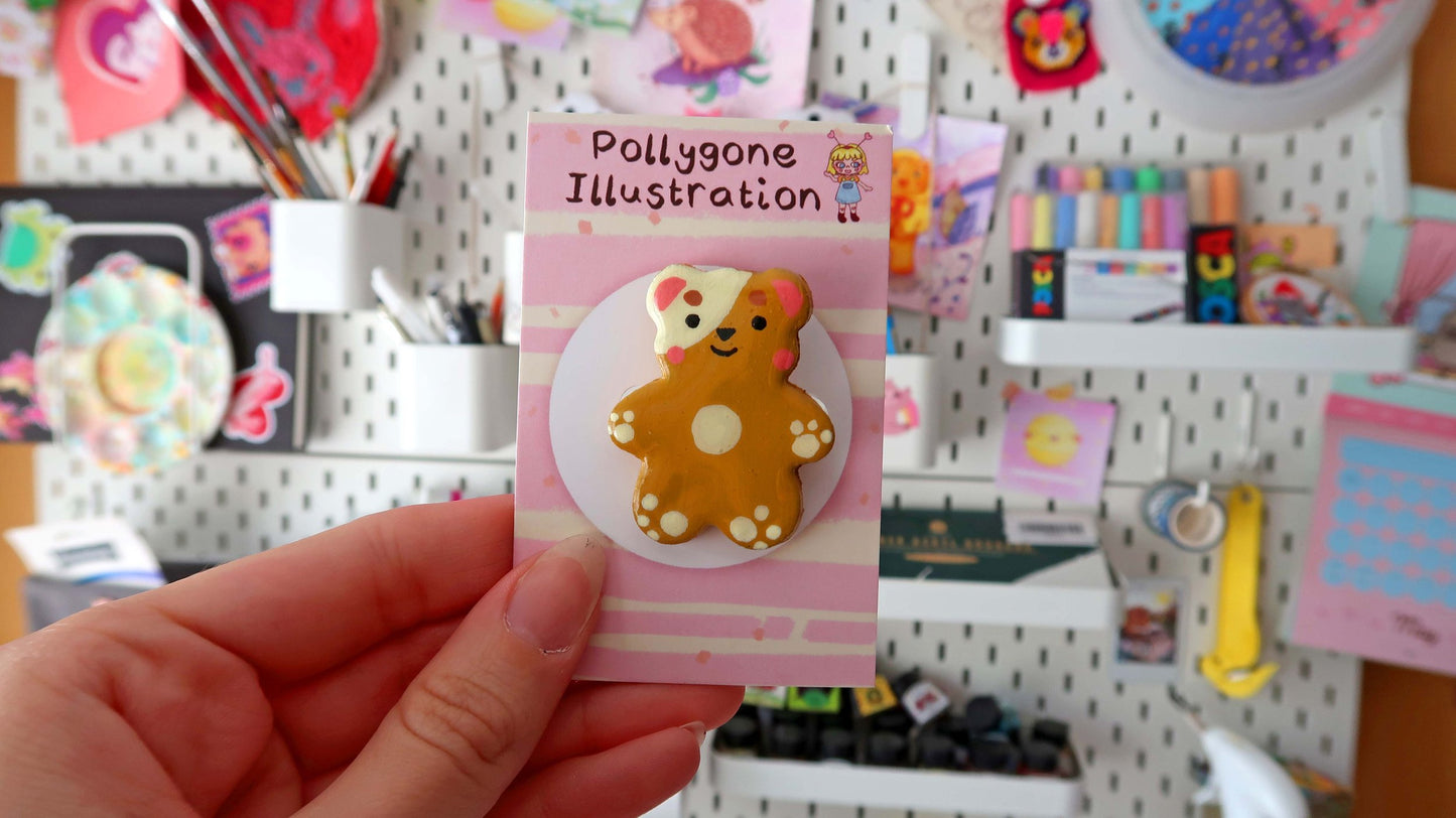 Handmade Clay Bear Badge Mystery Box Surprise