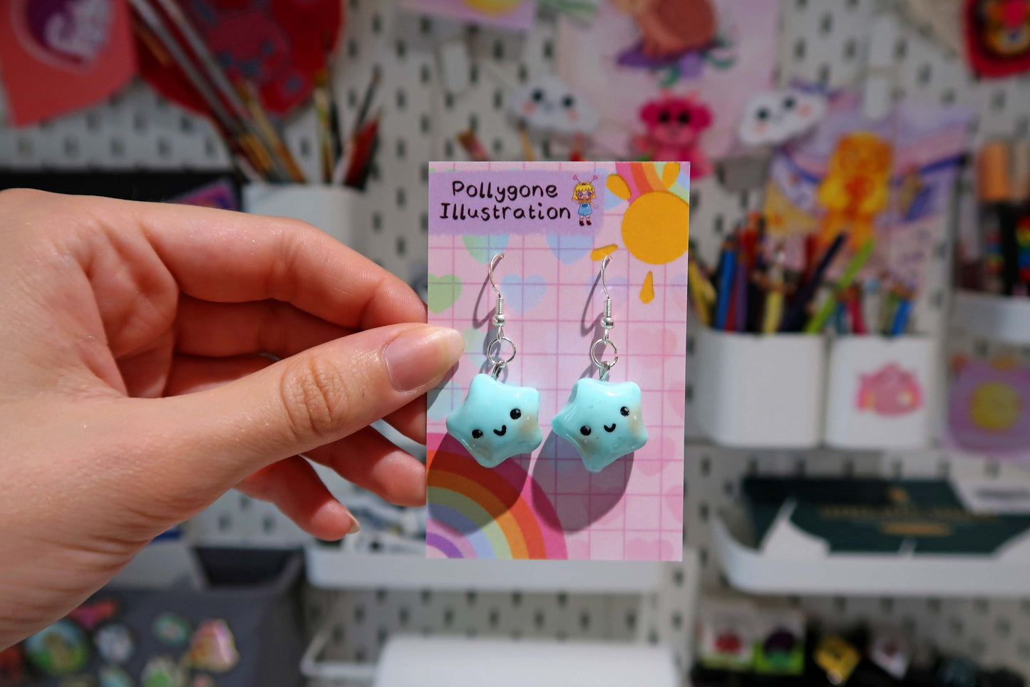 Blue Star Earrings (sterling silver plated, hypoallergenic)