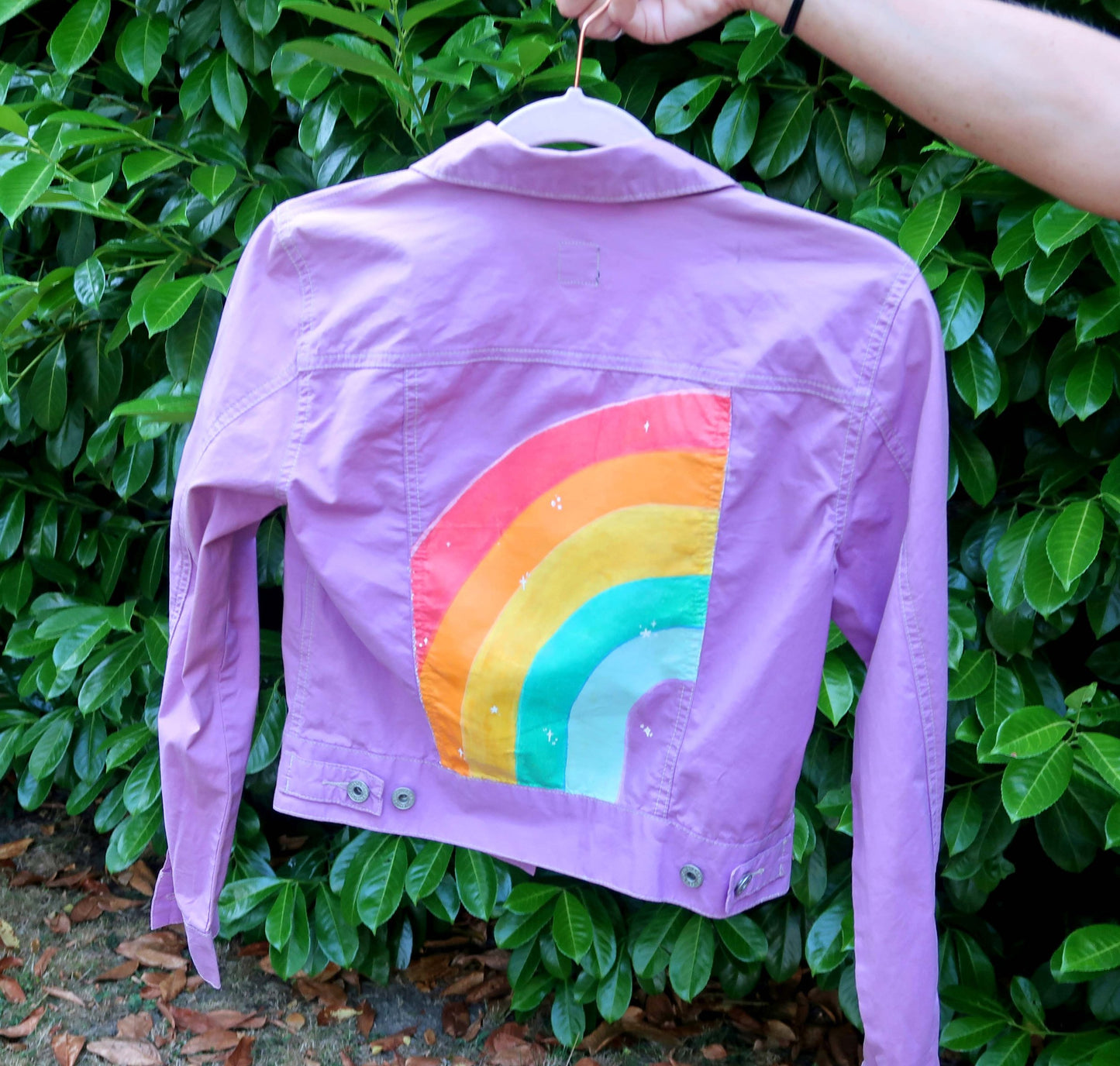 Purple Rainbow Jacket - Custom Painted - UK Size S