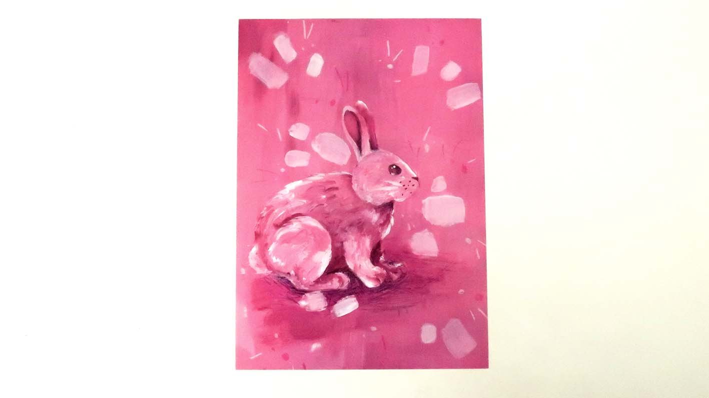 A5 Pink Rabbit Illustrated Art Print – Pollygone