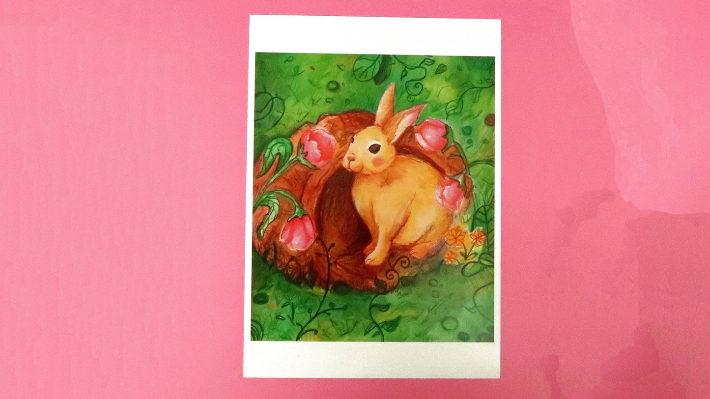 A5 Forest Bunny Illustrated Art Print