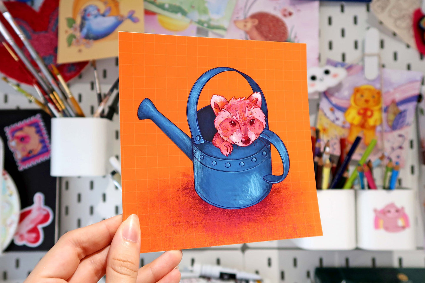 Raccoon watering can 140mm Mini Print