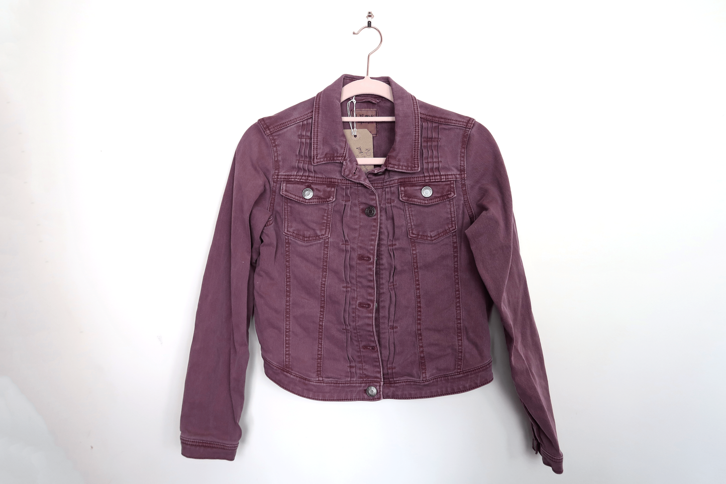 Purple Butterfly Denim Jacket - Hand Painted - UK Size 8