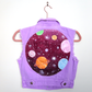 Purple Cropped Galaxy Space Denim Waistcoat - Hand Painted - UK Size 8