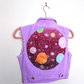 Purple Cropped Galaxy Space Denim Waistcoat - Hand Painted - UK Size 8