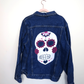 Sugar Skull Denim Jacket - Hand Painted - UK Men's Large