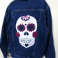 Sugar Skull Denim Jacket - Hand Painted - UK Men's Large
