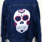 Sugar Skull Denim Jacket - Hand Painted - UK Men's Large