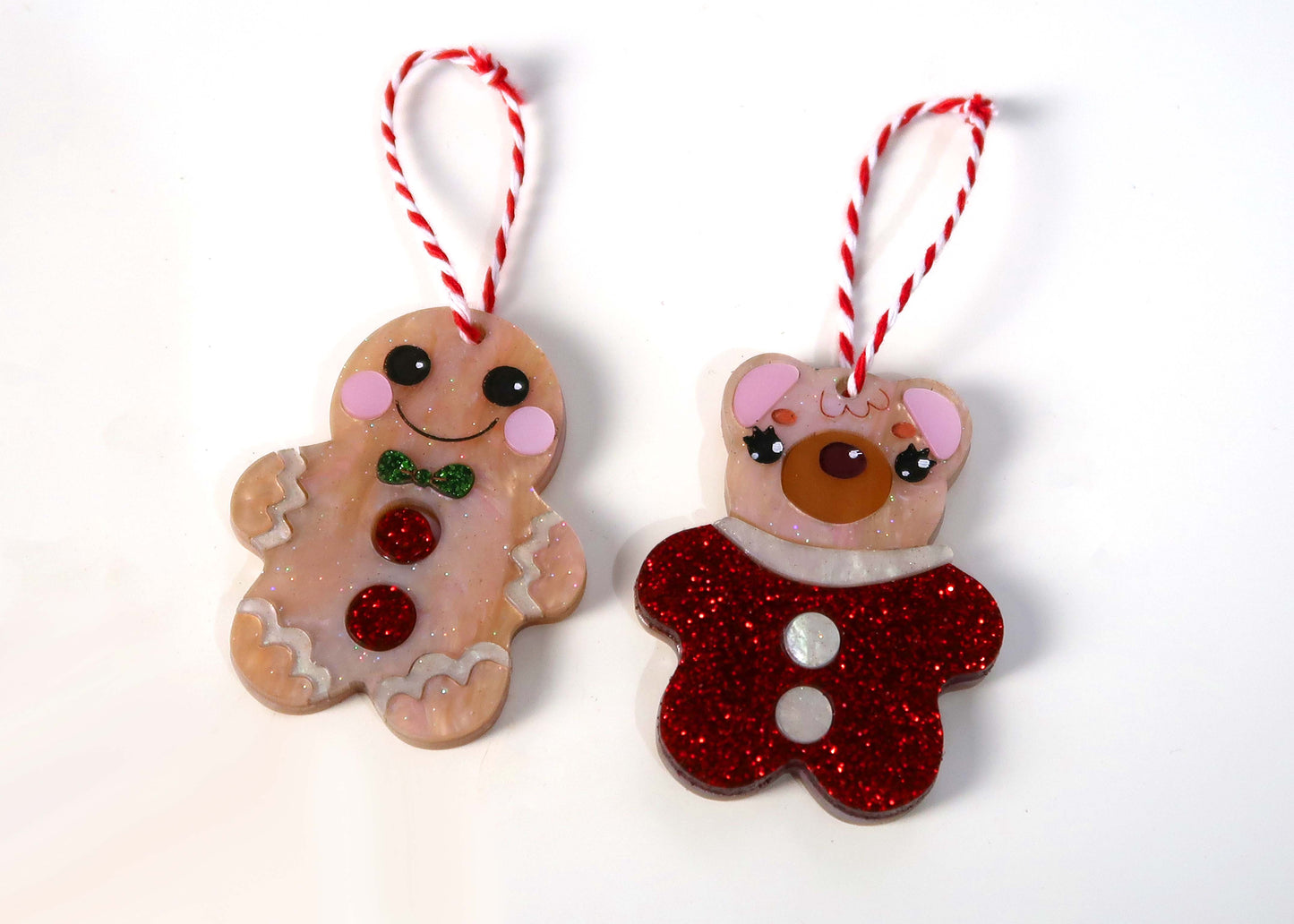 Bear and Gingerbread Man Christmas Decorations