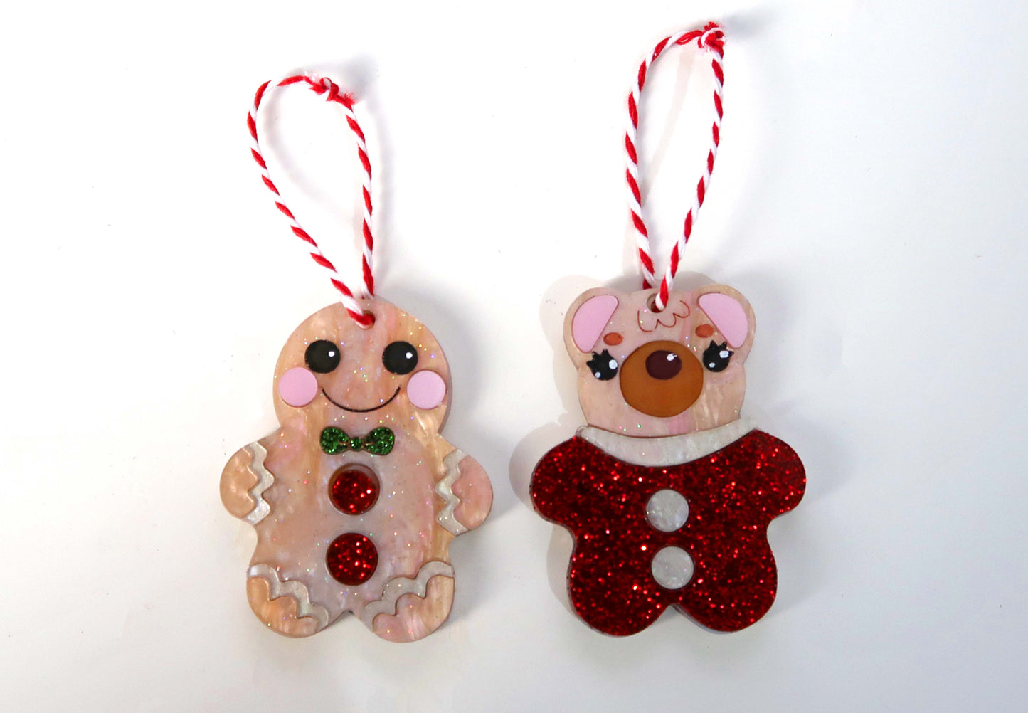 Bear and Gingerbread Man Christmas Decorations