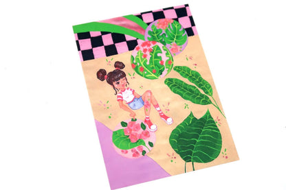 Aesthetic Leafy Girl Postcard Print