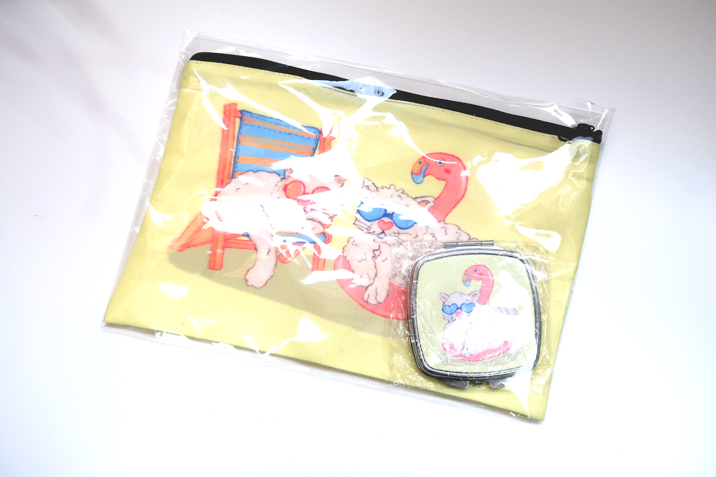 Summer Kitties Make-up Bag and Mirror set
