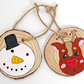 Reindeer or Snowman Wooden Slice Bauble