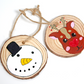 Reindeer or Snowman Wooden Slice Bauble