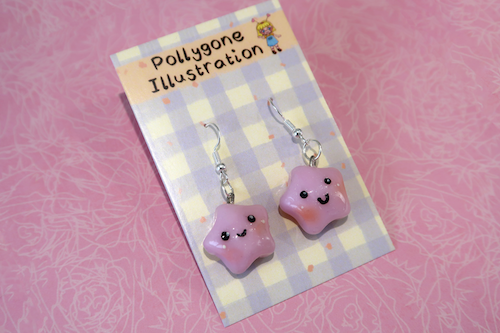 Pink Shimmer Star Earrings (sterling silver plated, hypoallergenic)