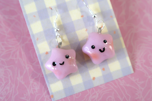 Pink Shimmer Star Earrings (sterling silver plated, hypoallergenic)