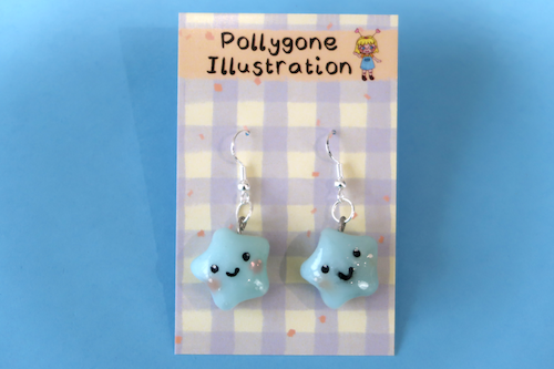 Blue Shimmer Star Earrings (sterling silver plated, hypoallergenic)