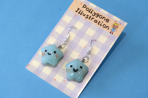 Blue Shimmer Star Earrings (sterling silver plated, hypoallergenic)