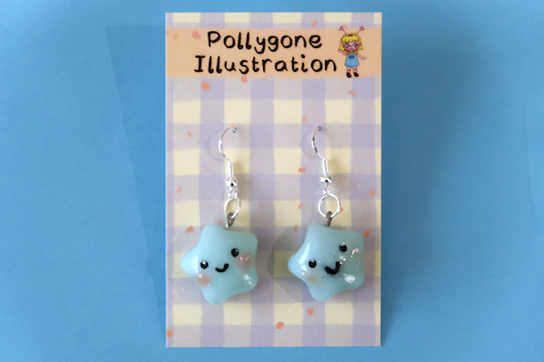 Blue Shimmer Star Earrings (sterling silver plated, hypoallergenic)