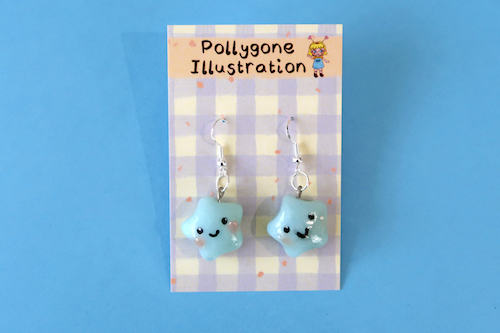 Blue Shimmer Star Earrings (sterling silver plated, hypoallergenic)