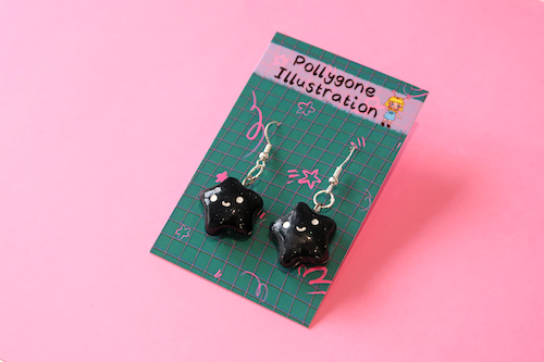 Black Sparkle Star Earrings (sterling silver plated, hypoallergenic)