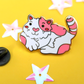 Sitting Enamel Love Heart Cat Pin