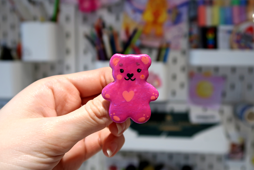 Handmade Clay Bear Badge Mystery Box Surprise