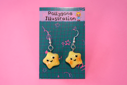 Yellow Shimmer Star Earrings (sterling silver plated, hypoallergenic)
