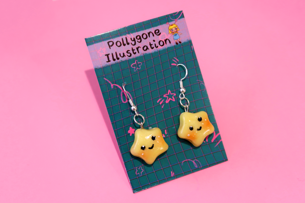 Yellow Shimmer Star Earrings (sterling silver plated, hypoallergenic)