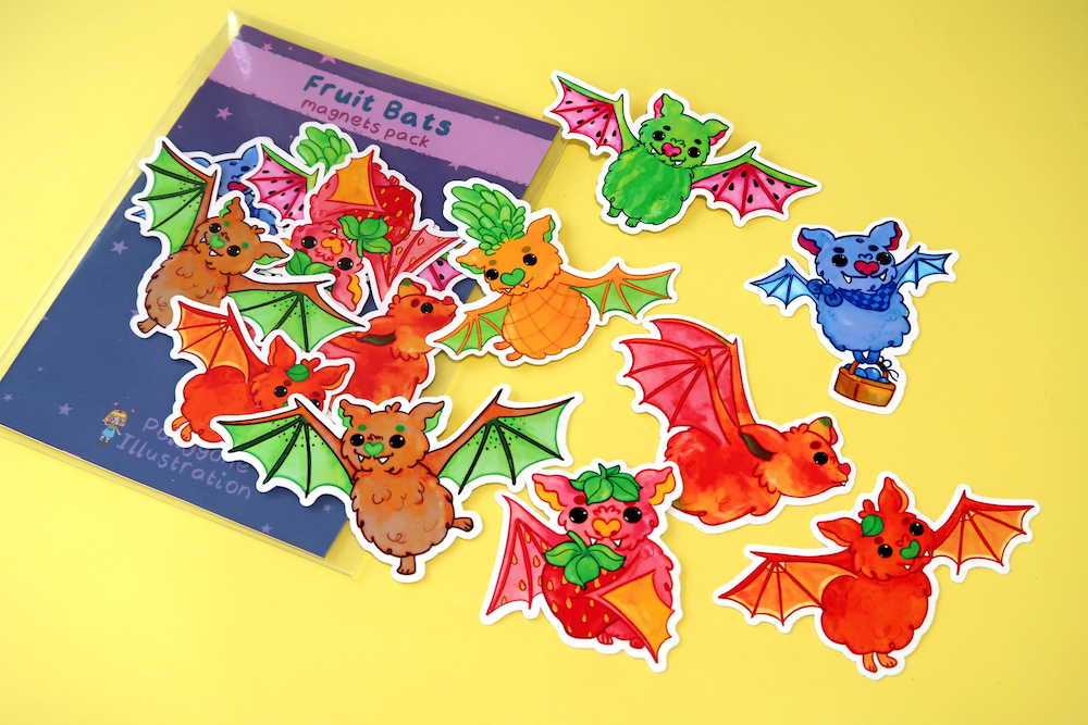 Fruit Bats Magnets Set (Pack of 7)