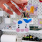 Blueberry Acrylic Cow keyring