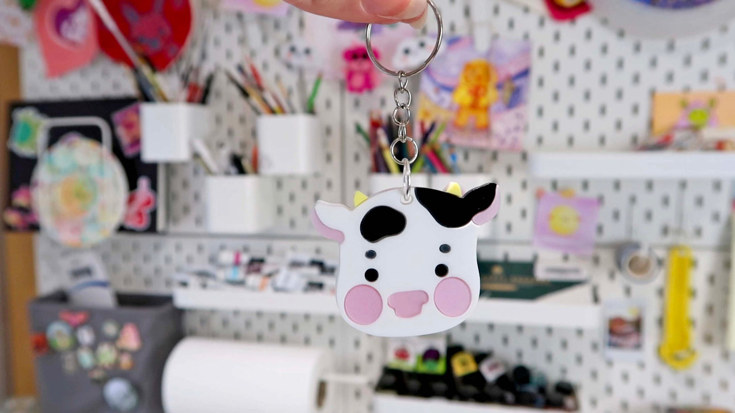 Acrylic Cow keyring